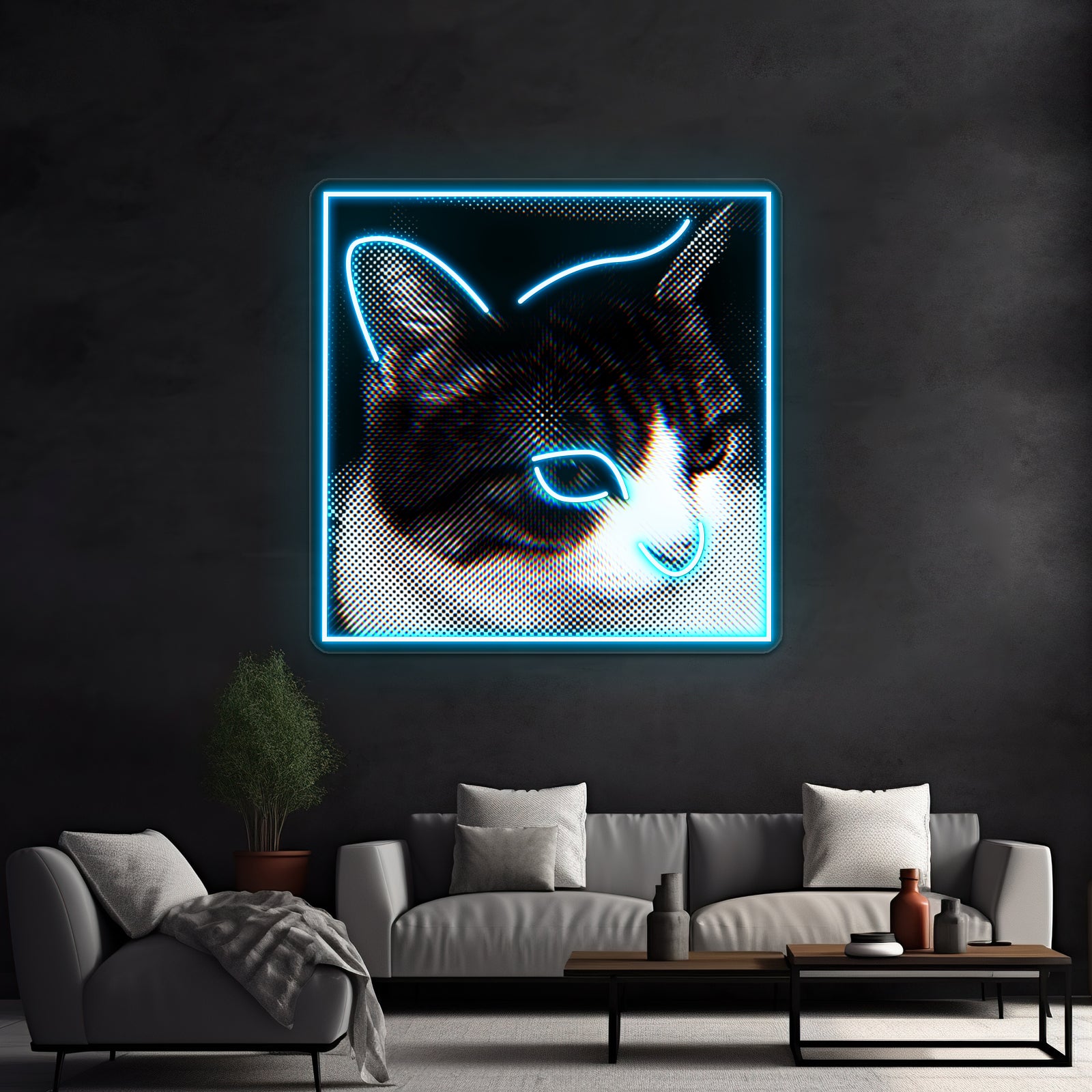 The Man Behind The Slaughter Cat Graphic Wall Artwork Neon Signs | Shineneon