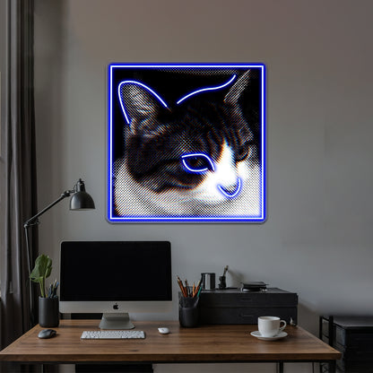 The Man Behind The Slaughter Cat Graphic Wall Artwork Neon Signs