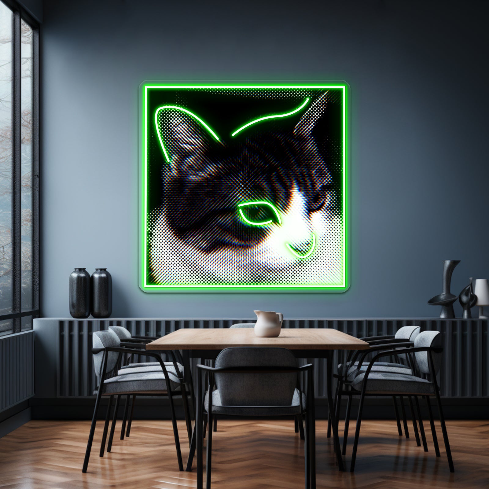 The Man Behind The Slaughter Cat Graphic Wall Artwork Neon Signs | Shineneon