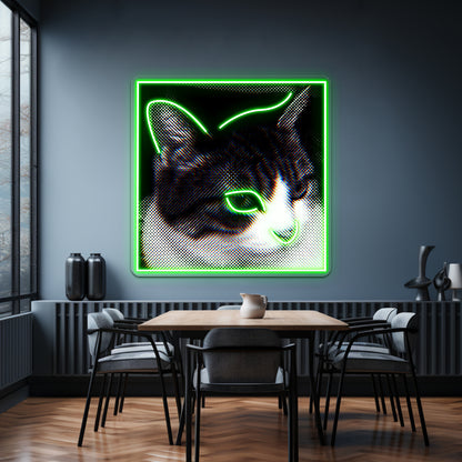 The Man Behind The Slaughter Cat Graphic Wall Artwork Neon Signs