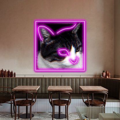 The Man Behind The Slaughter Cat Graphic Wall Artwork Neon Signs