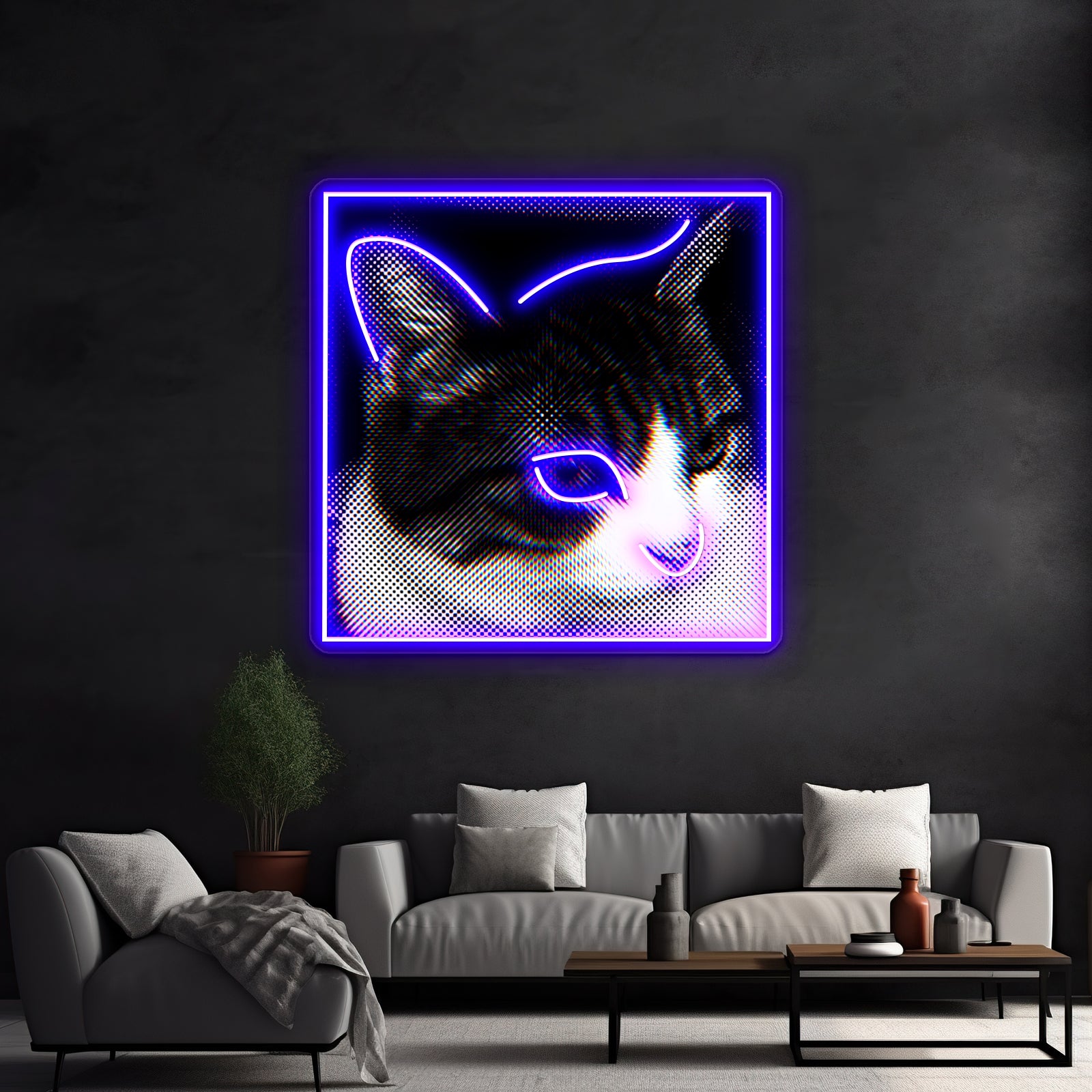 The Man Behind The Slaughter Cat Graphic Wall Artwork Neon Signs | Shineneon