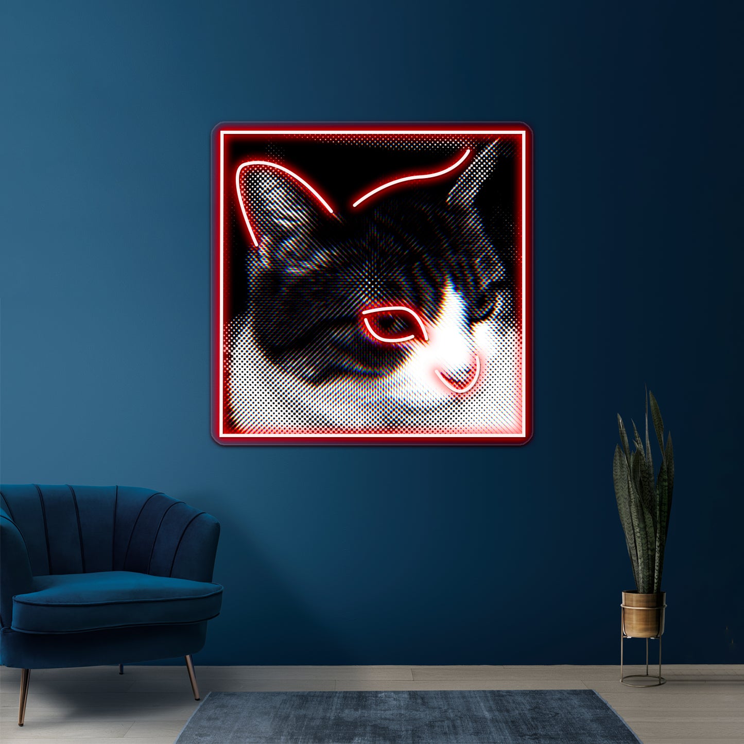 The Man Behind The Slaughter Cat Graphic Wall Artwork Neon Signs