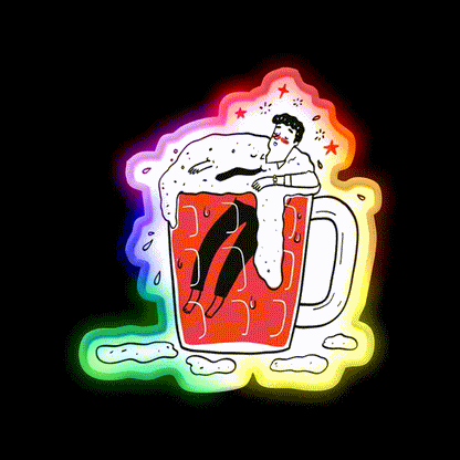The Man Drunken In Glass Of Beer Man Cave Bar Led Neon Sign Rgb Color