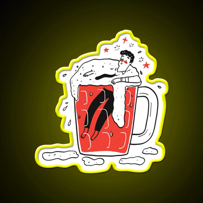 The Man Drunken In Glass Of Beer Man Cave Bar Led Neon Sign Rgb Color