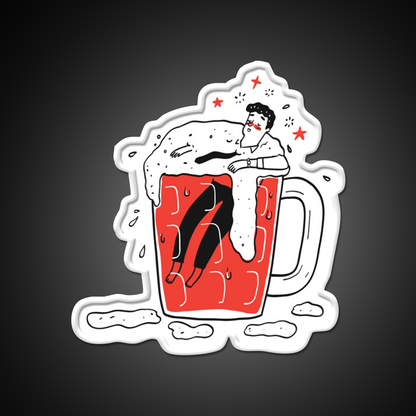 The Man Drunken In Glass Of Beer Man Cave Bar Led Neon Sign Rgb Color