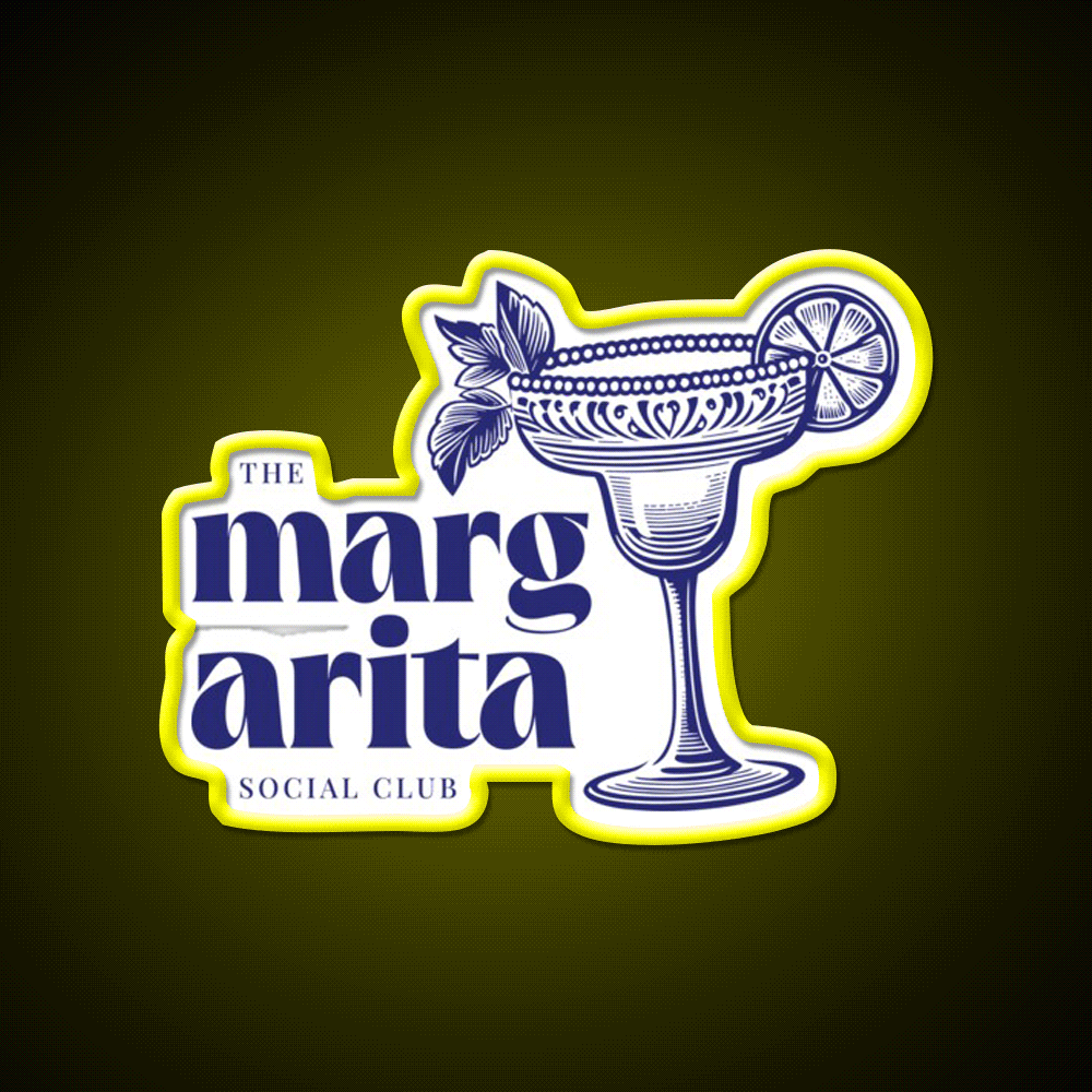 The Margarita Social Club Party Drink Tequila Led Neon Sign Rgb Color - Custom LED neon sign front view