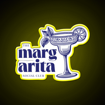 The Margarita Social Club Party Drink Tequila Led Neon Sign Rgb Color - Custom LED neon sign front view