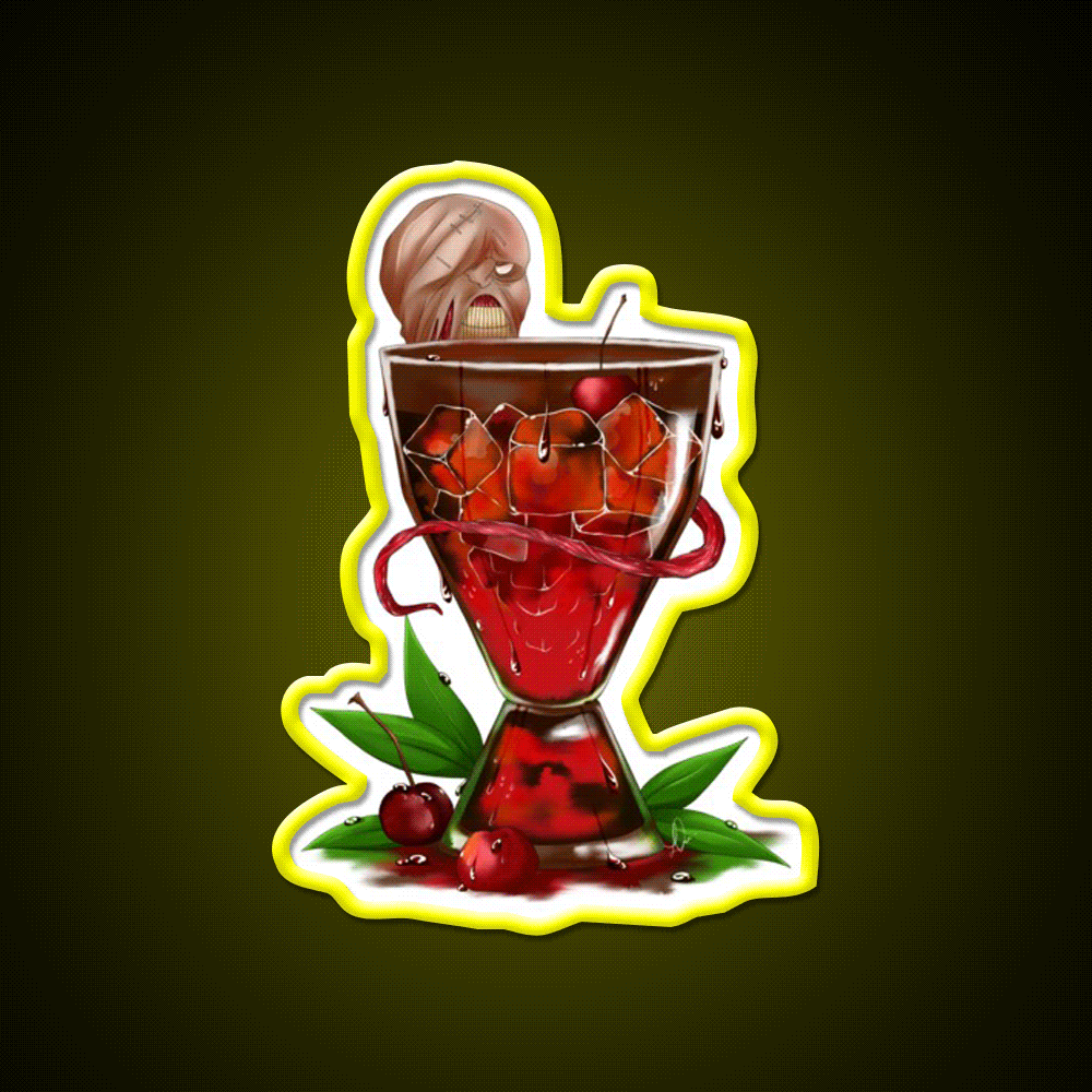 The Nemesiss Cherry Virus Cocktail Bar Decor Led Neon Sign Rgb Color - Custom LED neon sign front view