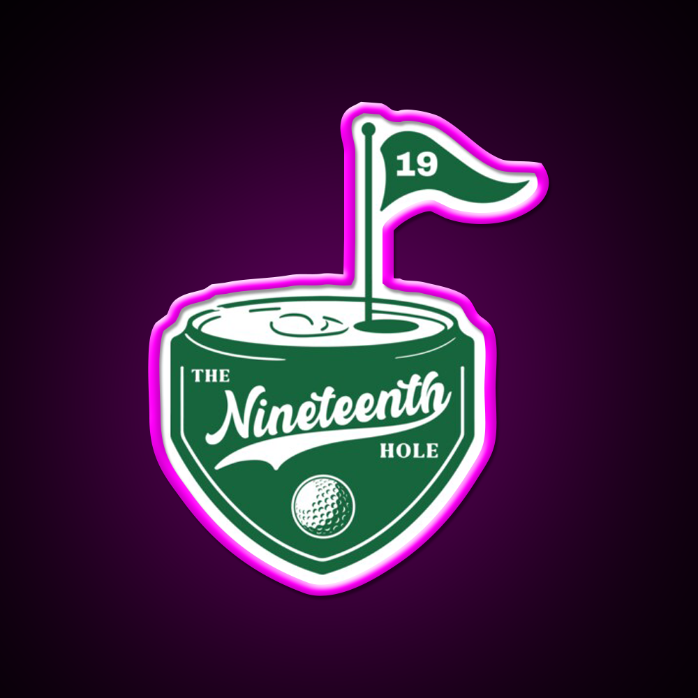 The Ninenth Hole Beer Bar Decor Led Neon Sign Rgb Color - Neon sign mounted on wall in room