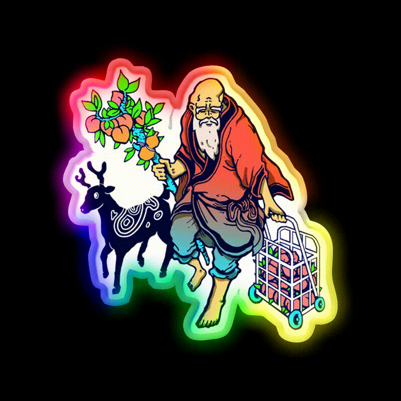 The Old Man Fromthe South Pole Asian Cultural Led Neon Sign Rgb Color - LED neon sign close-up detail