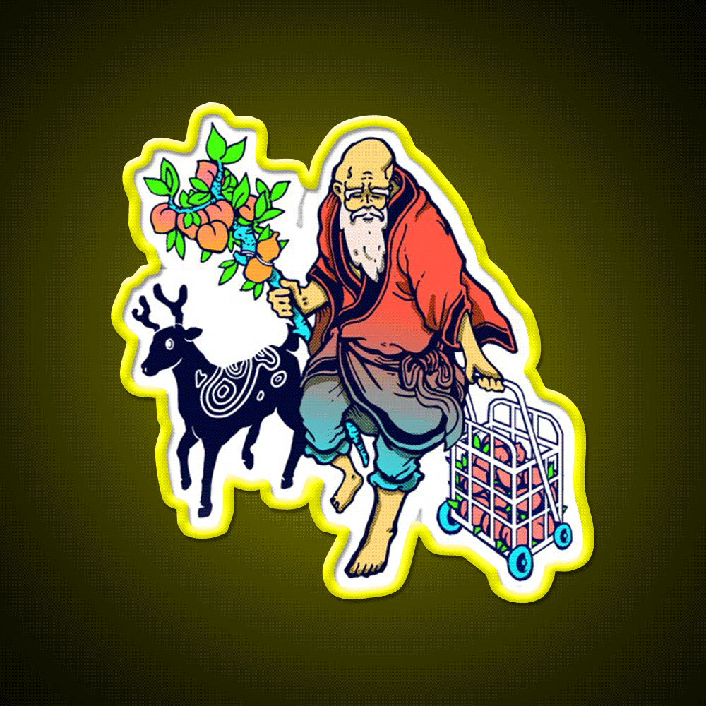 The Old Man Fromthe South Pole Asian Cultural Led Neon Sign Rgb Color - Custom LED neon sign front view