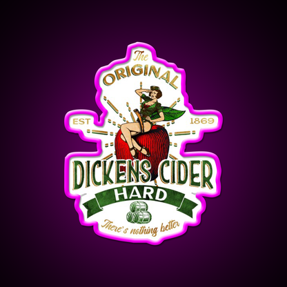 The Original Hard Dickens Cider Beer Bar Decor Led Neon Sign Rgb Color - Neon sign mounted on wall in room