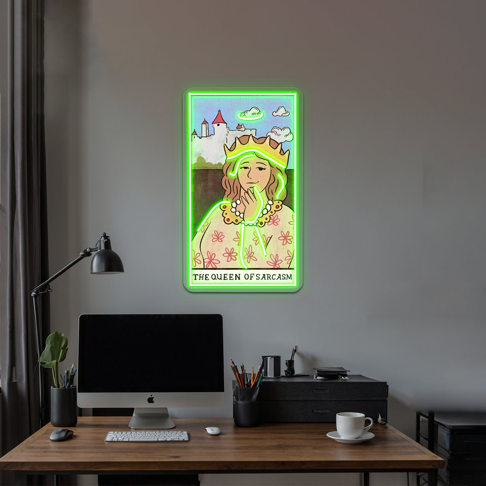 The Queen Of Sarcasm Tarot Card Neon Sign Artwork For Led Neon | Shineneon