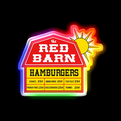 The Red Barn Fast Food Led Neon Sign For Burger Place Rgb Color - LED neon sign close-up detail