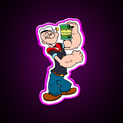 The Sailor Popeye 90S Vintage 06 Gym Fitness Led Neon Sign Rgb Color - Neon sign mounted on wall in room
