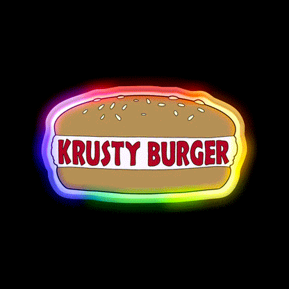 The Simpsons Krusty Burger Fast Food Led Neon Sign For Burger Place Rgb Color - LED neon sign close-up detail