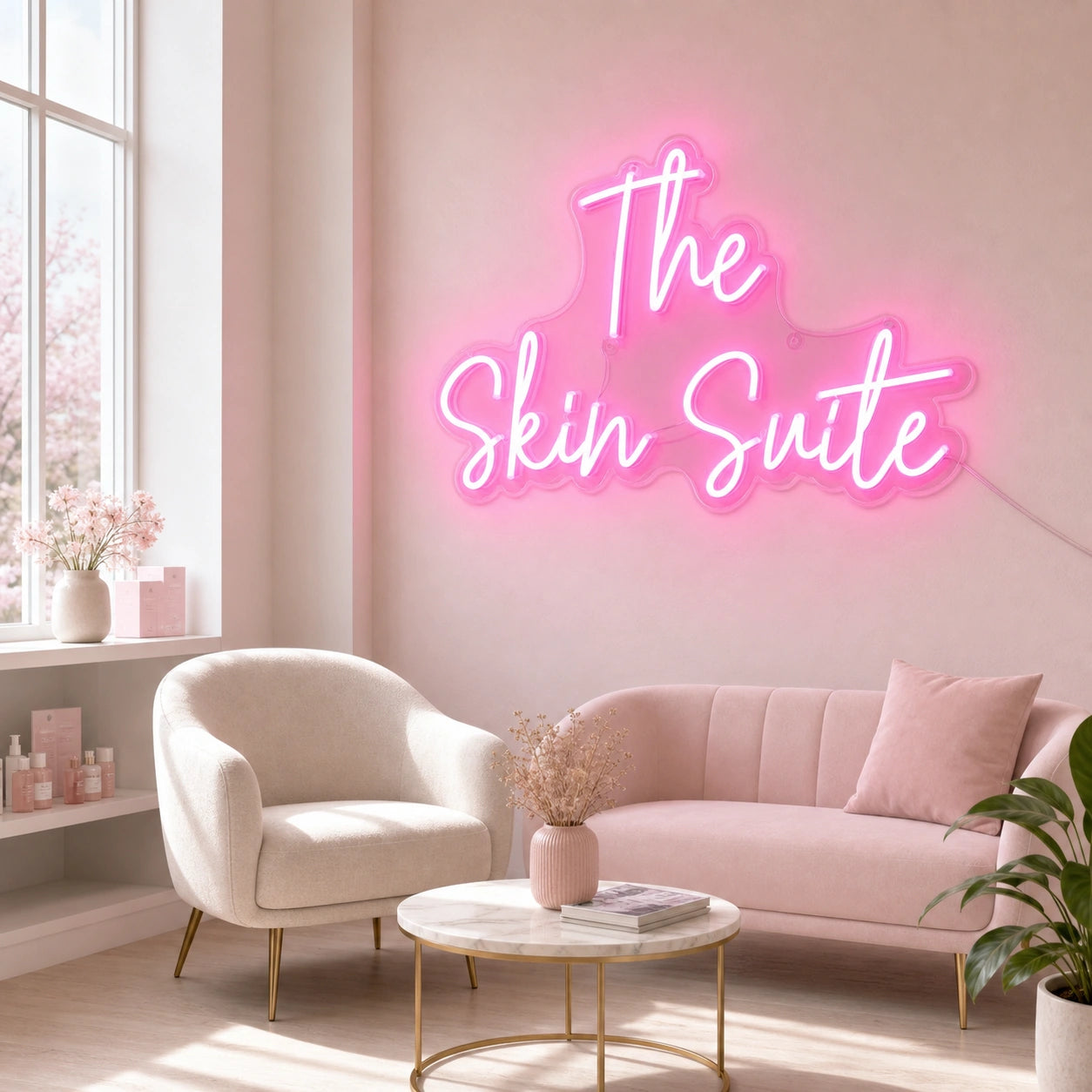 The Skin Suite LED Neon Sign real lifestyle scene