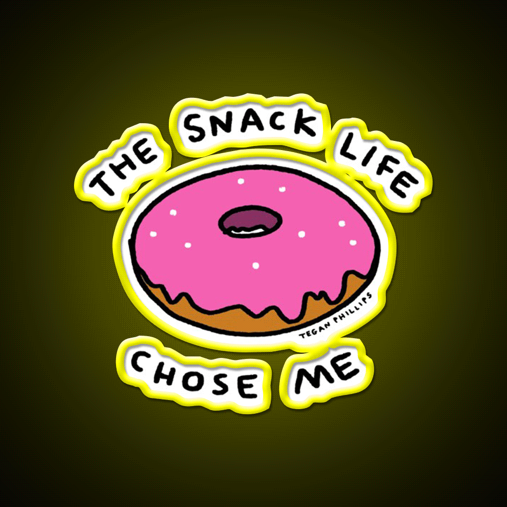 The Snack Life Chose Me Snack Food Led Neon Sign Rgb Color - Custom LED neon sign front view