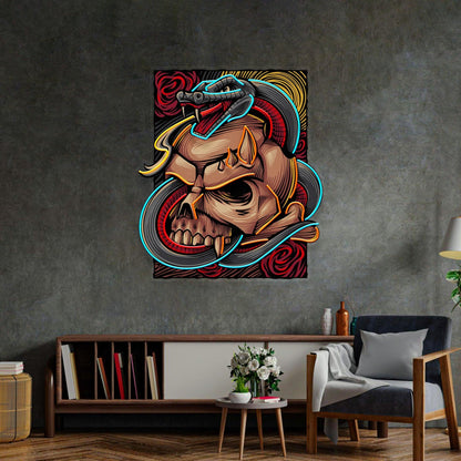 The Snake Has A Skull Blue-Orange-Red Uv Printed Led Neon Sign For Punk Bar Decor | Shineneon