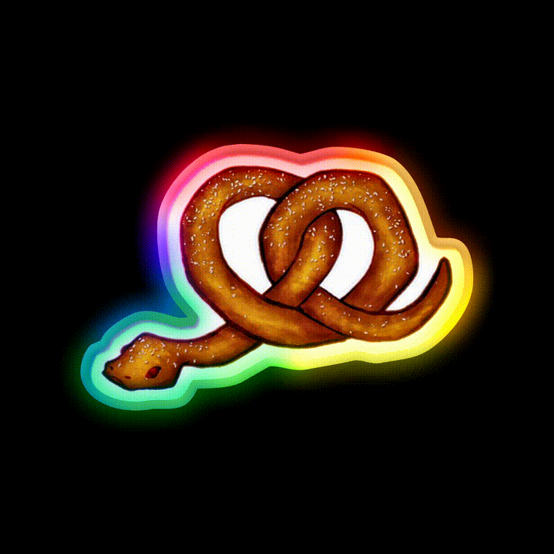 The Snekzel Snack Food Led Neon Sign Rgb Color - LED neon sign close-up detail