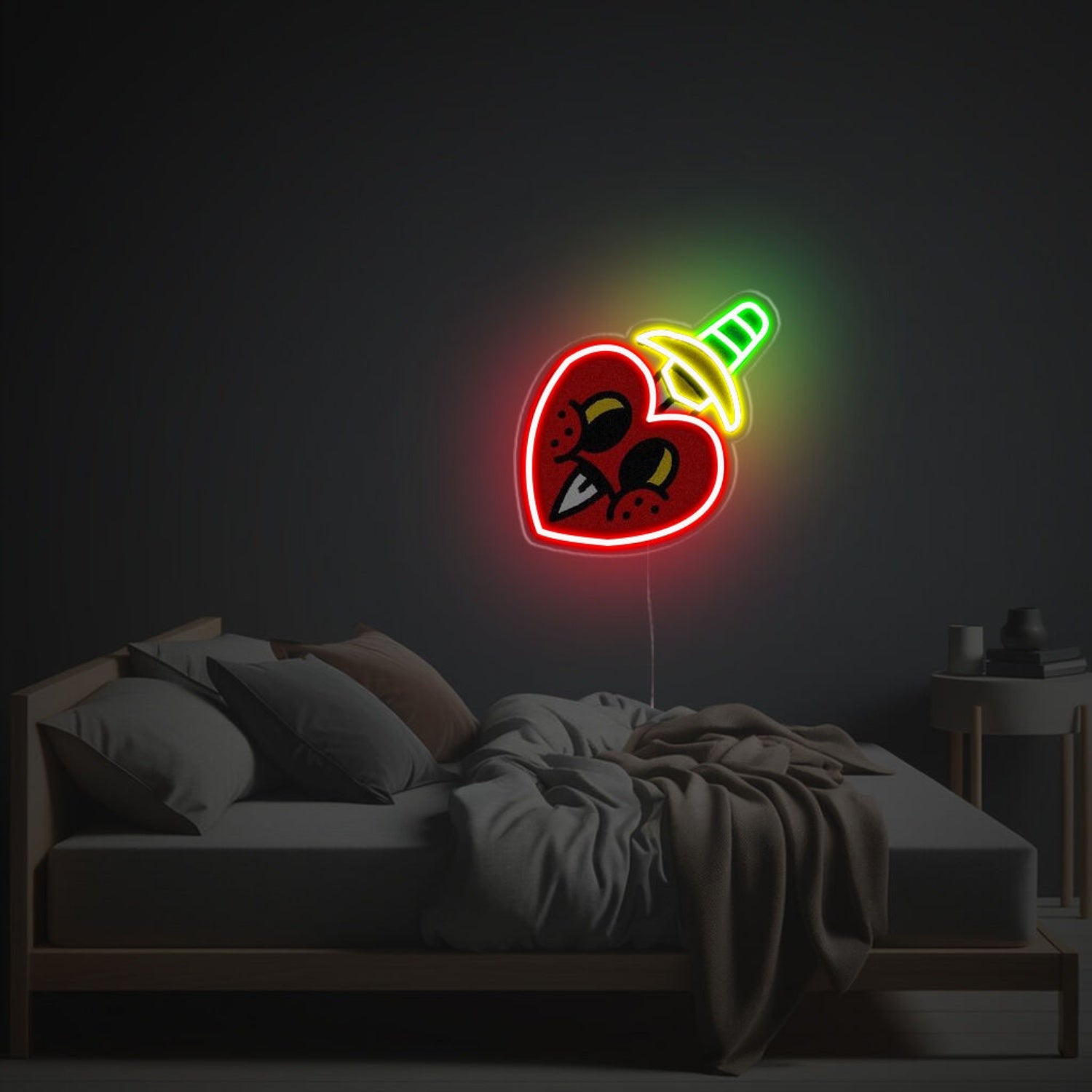 The Striking Heart Pierced By A Knife Led Neon Acrylic Artwork | Shineneon