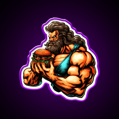 The Strongman Burger Fast Food Led Neon Sign For Burger Place Rgb Color - Shineneon