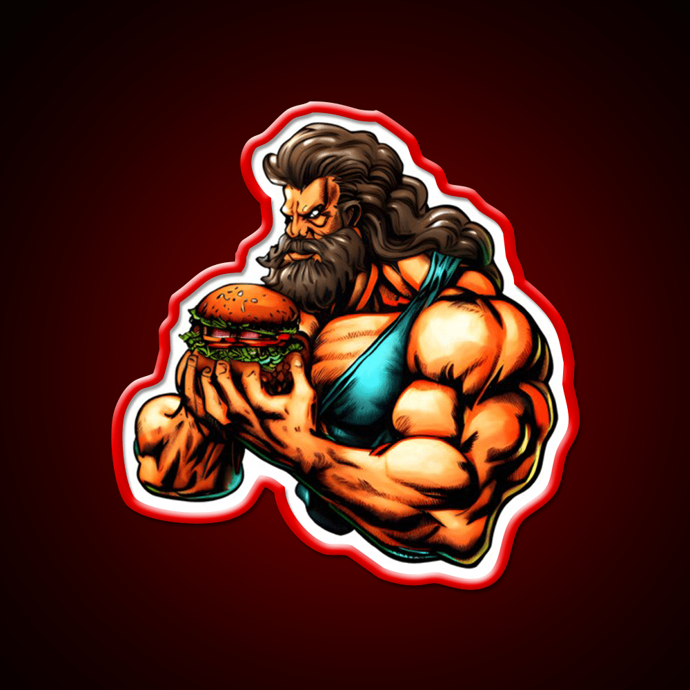 The Strongman Burger Fast Food Led Neon Sign For Burger Place Rgb Color - Shineneon