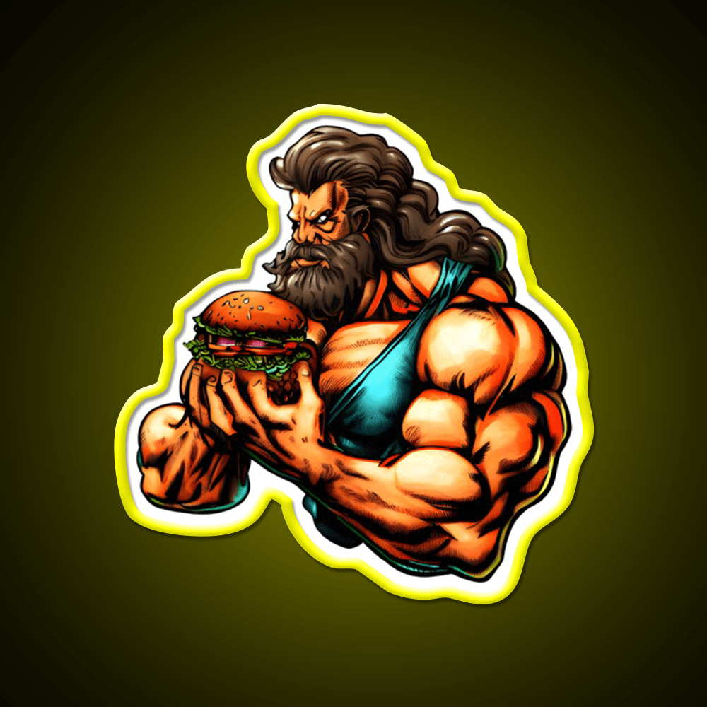 The Strongman Burger Fast Food Led Neon Sign For Burger Place Rgb Color - Shineneon
