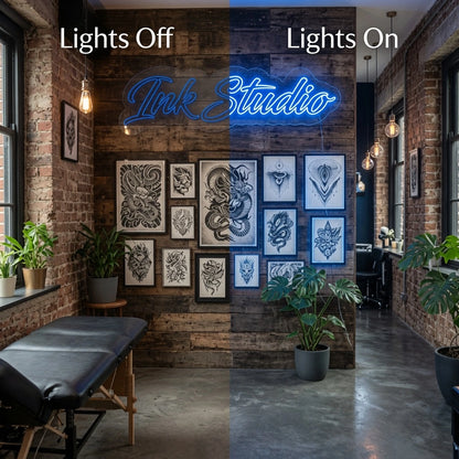 The Studio LED Neon Sign - 06 Day Night Comparison