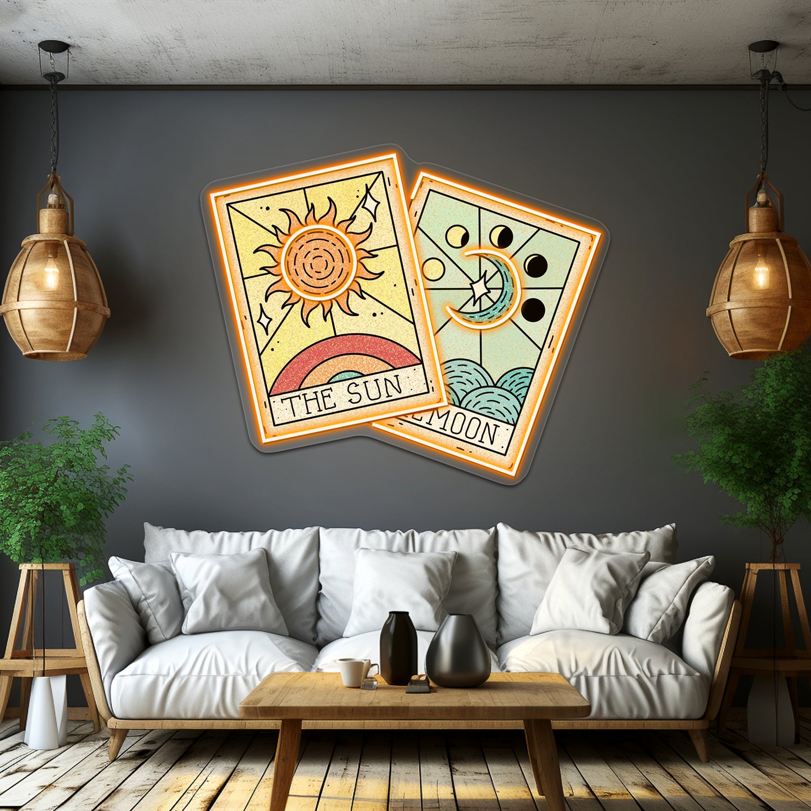 The Sun The Moon Tarot Card Neon Sign Artwork For Wall Art | Shineneon