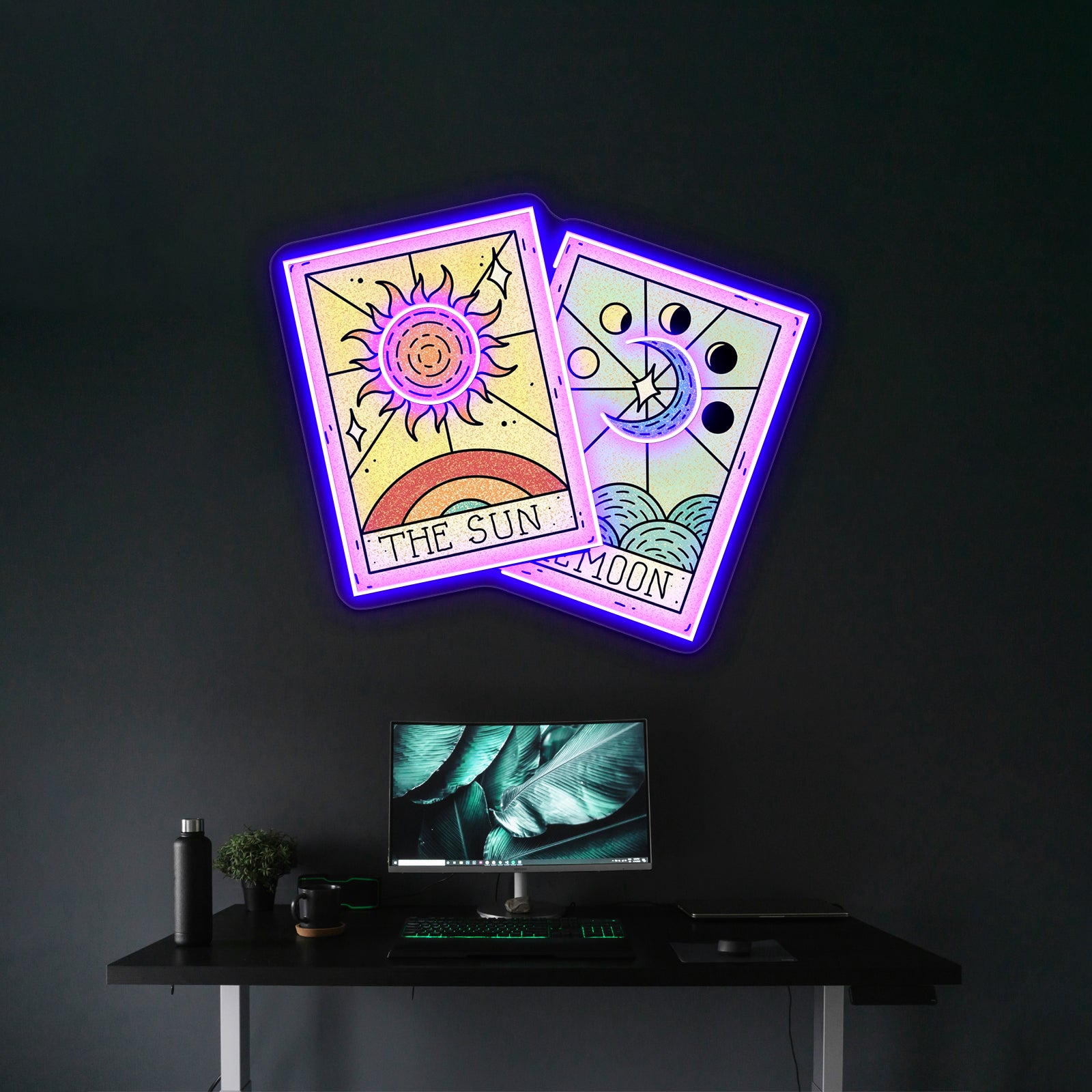 The Sun The Moon Tarot Card Neon Sign Artwork For Wall Art | Shineneon