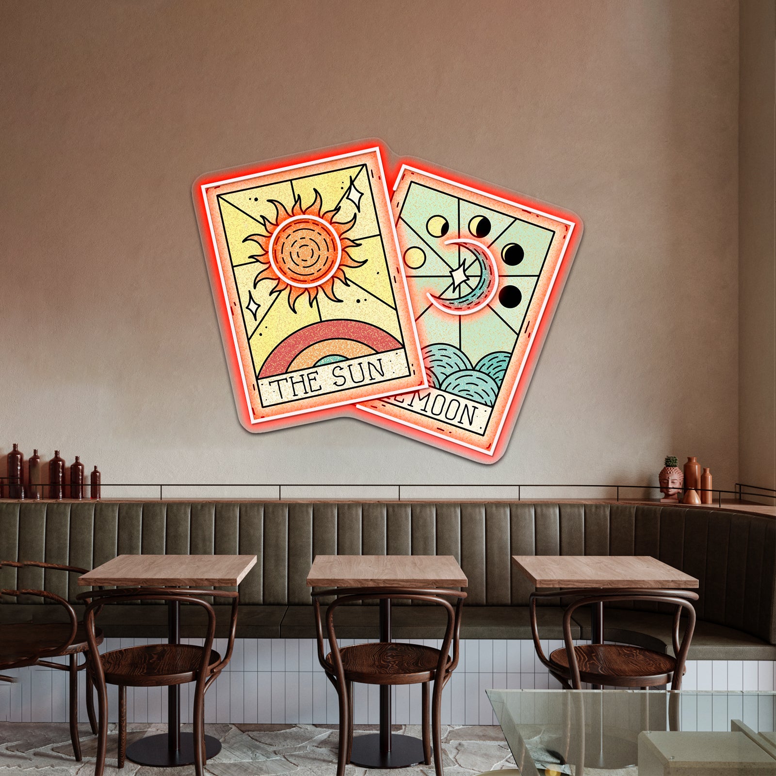 The Sun The Moon Tarot Card Neon Sign Artwork For Wall Art | Shineneon