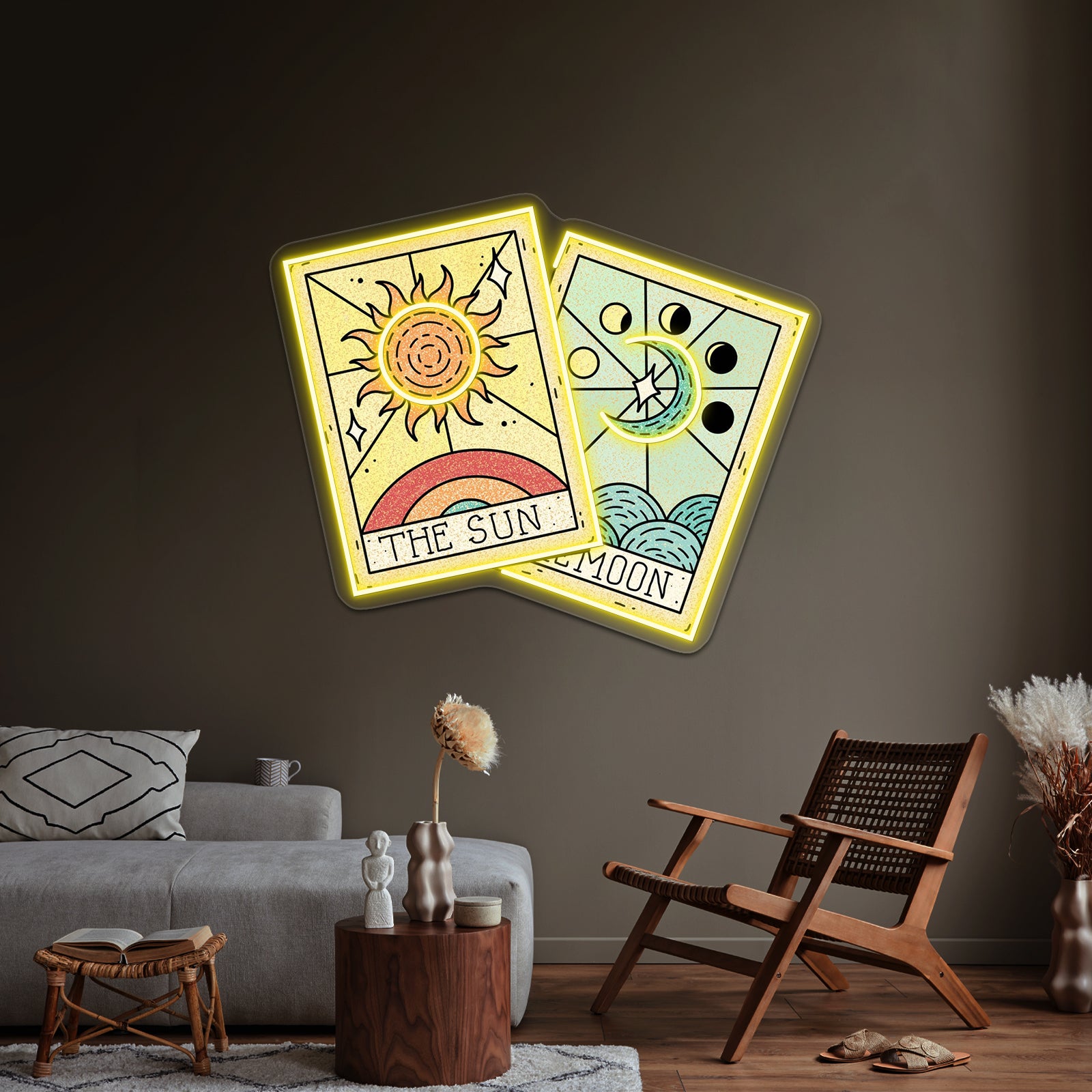 The Sun The Moon Tarot Card Neon Sign Artwork For Wall Art | Shineneon
