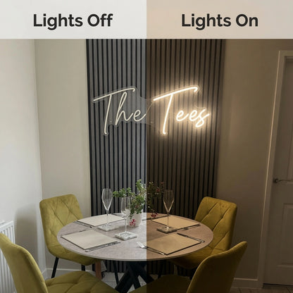 The Tees LED Neon Sign - 06 Day Night Comparison