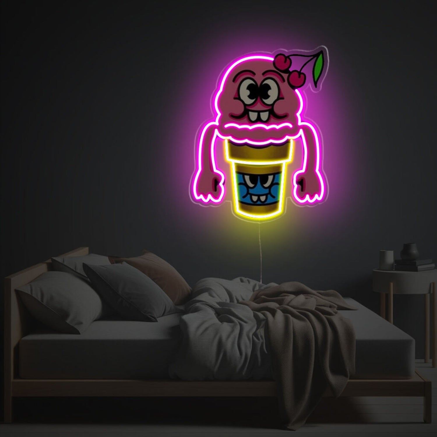 The Term Happy Ice Cream Guy Led Neon Acrylic Artwork Is Already In English | Shineneon