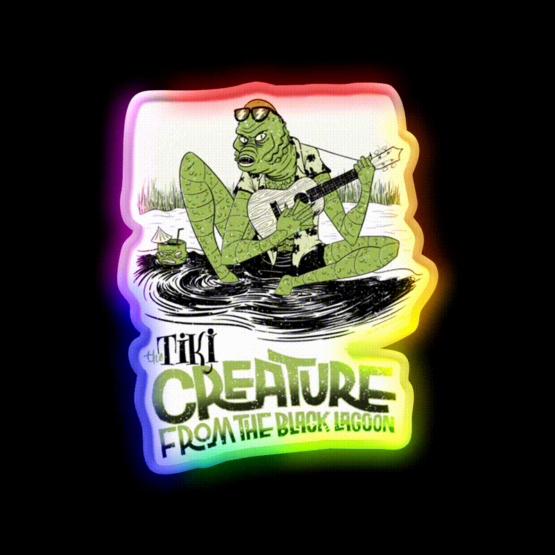 The Tiki Creature From Black Lagoon Cocktail Bar Decor Led Neon Sign Rgb Color - LED neon sign close-up detail
