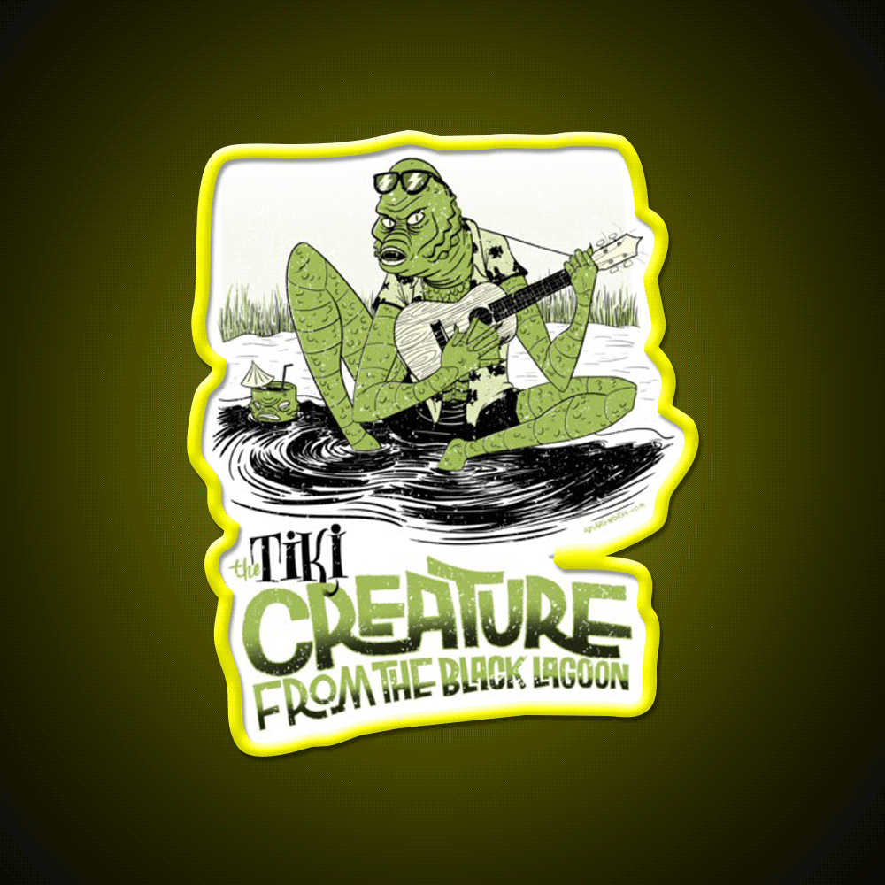 The Tiki Creature From Black Lagoon Cocktail Bar Decor Led Neon Sign Rgb Color - Custom LED neon sign front view