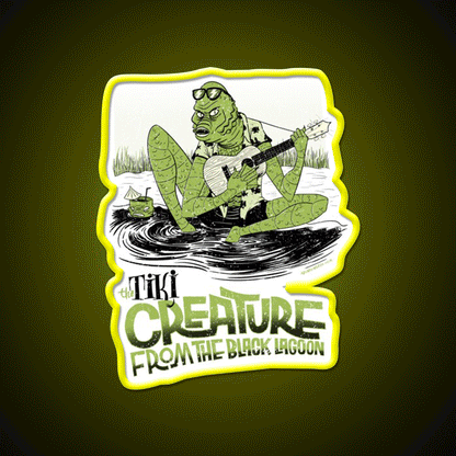 The Tiki Creature From Black Lagoon Cocktail Bar Decor Led Neon Sign Rgb Color - Custom LED neon sign front view