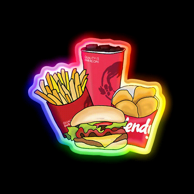 The Ultimate Four Fast Food Led Neon Sign For Burger Place Wall Art Rgb Color