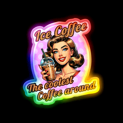 The Ultimate Ice Coffee Experience Cafe Led Neon Sign Espresso Bar Art Rgb Color