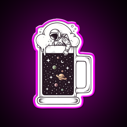 The Universe Is Lit Beer Bar Decor Led Neon Sign Rgb Color - Neon sign mounted on wall in room