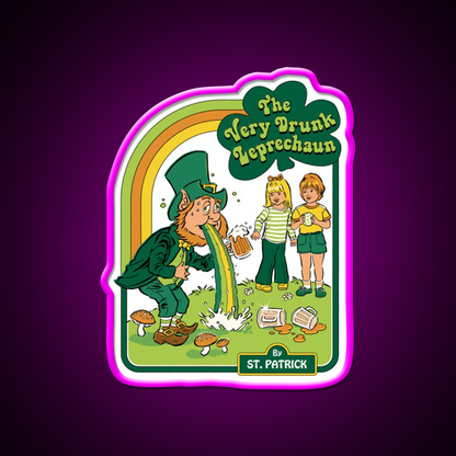 The Very Drunk Leprechaun Beer Bar Decor Led Neon Sign Rgb Color - Neon sign mounted on wall in room