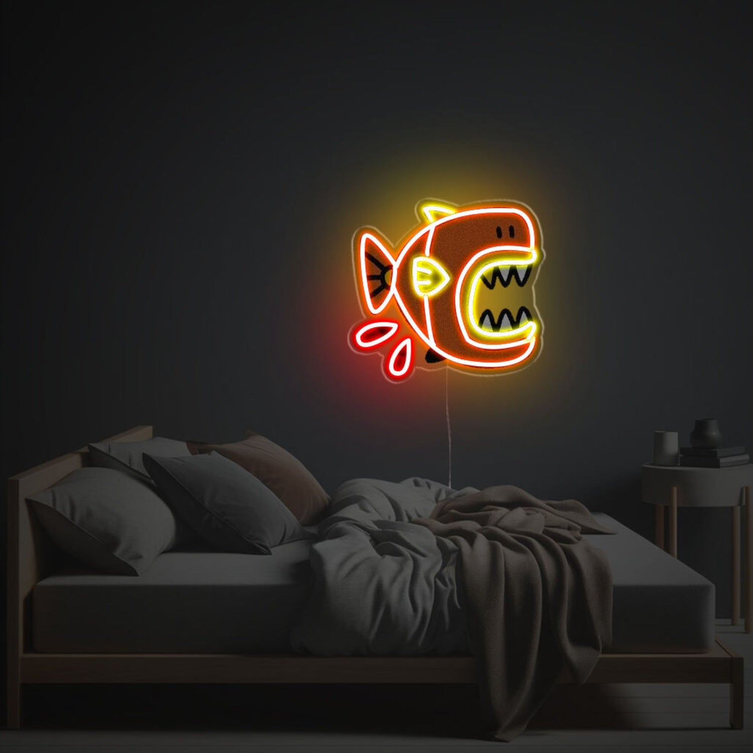 The Vibrant Glow Of Orange Fiercely Fish Led Neon Acrylic Artwork | Shineneon