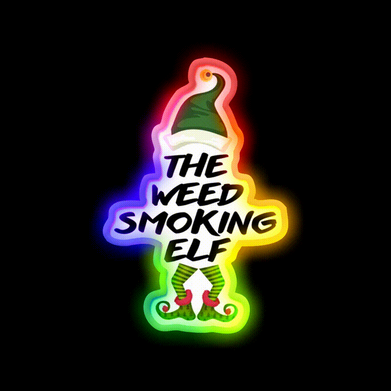 The Weed Elf Hemp Inspired Green Leaf Led Neon Sign Rgb Color - LED neon sign close-up detail