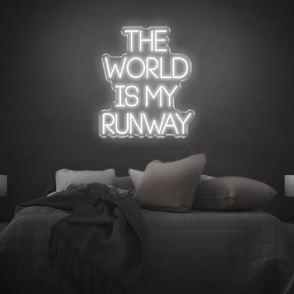 The World Is My Runway Blue Glow Led Neon Sign For Stylish Bedroom Decor | Shineneon