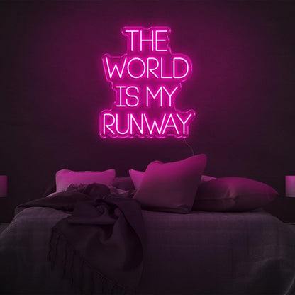 The World Is My Runway Blue Glow Led Neon Sign For Stylish Bedroom Decor | Shineneon