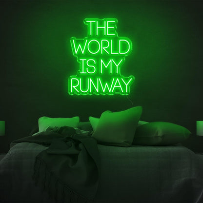 The World Is My Runway Blue Glow Led Neon Sign For Stylish Bedroom Decor | Shineneon