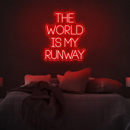 The World Is My Runway Blue Glow Led Neon Sign For Stylish Bedroom Decor | Shineneon
