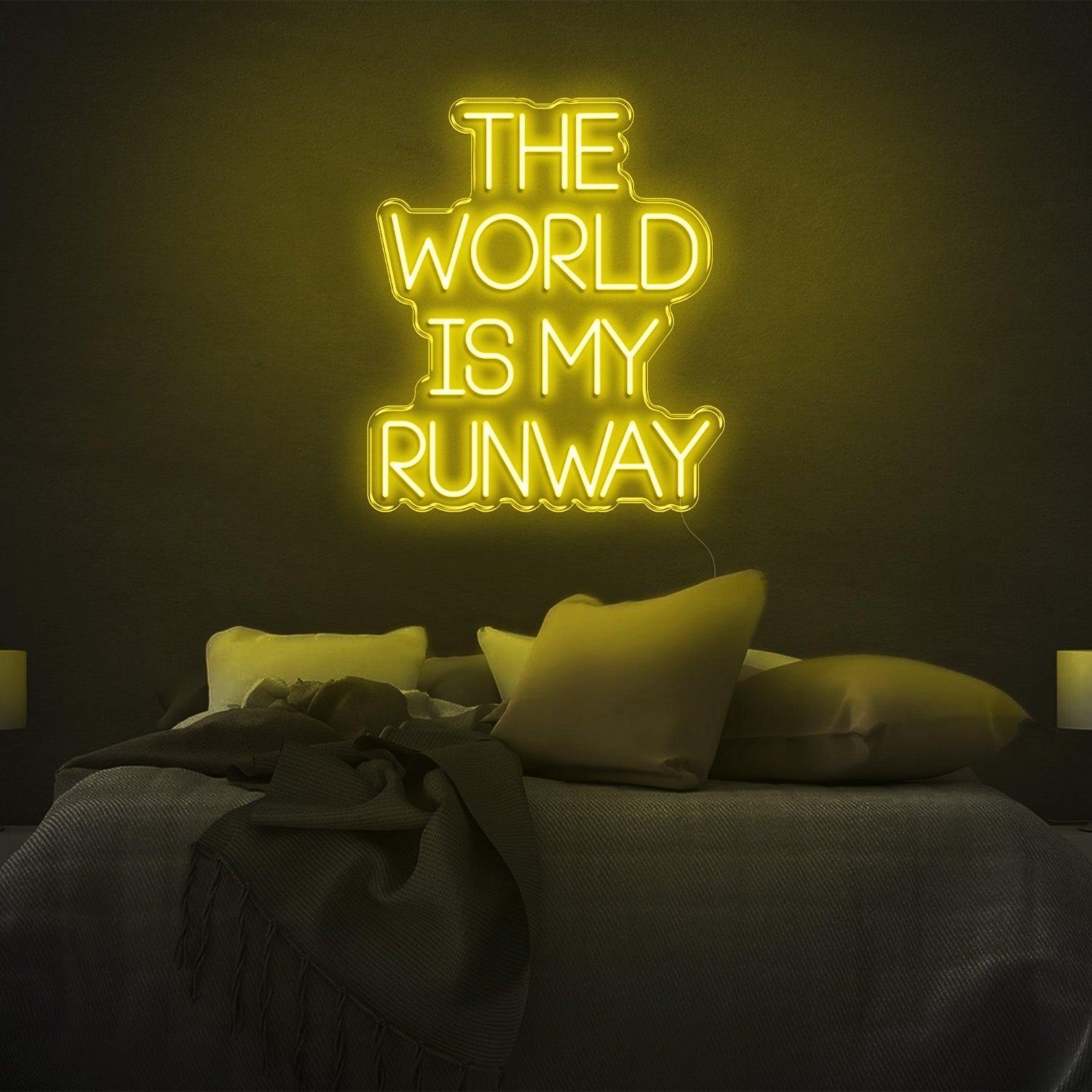 The World Is My Runway Blue Glow Led Neon Sign For Stylish Bedroom Decor | Shineneon